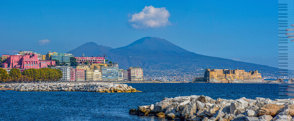 Naples Skyline with Mount Vesuvius and Piano Keys – Harmony Between Music, Sea and Architecture