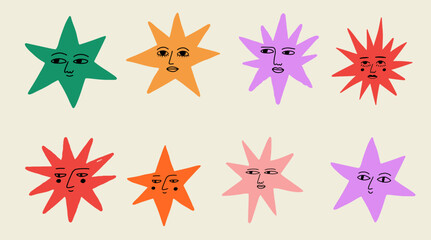 Obraz premium Hand drawn Christmas star decoration cartoon characters