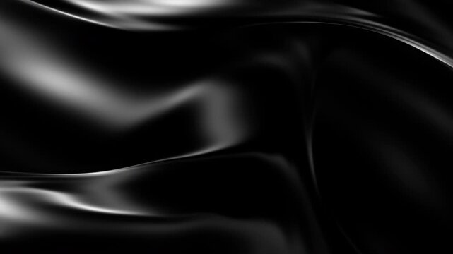 Abstract monochrome liquid metal fabric with soft reflections and smooth flowing motion. Seamless 4K loop creating elegant black and white fluid texture with glossy metallic depth