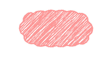 Groovy pink bubble shape frame with chalk shading and crayon hand drawn border. Retro wavy sketch element in y2k graphic style for abstract background, modern accent or fun label.