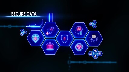 Secure data protection cyber security concept artificial intelligence innovation global network protection financial security business growth strategy digital transformation - Powered by Adobe