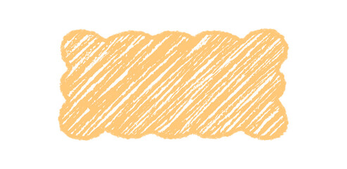 Groovy hand drawn rectangle frame with scallop border and retro crayon style. Chalk shaded sketch background with bold graphic shading for y2k inspired design accent.