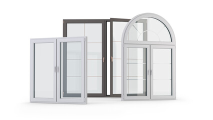 Windows Collection isolated on transparent background, 3D illustration