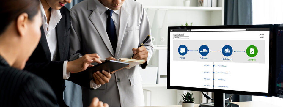 Delivery tracking system for e-commerce and brisk online business to timely goods transportation and delivery