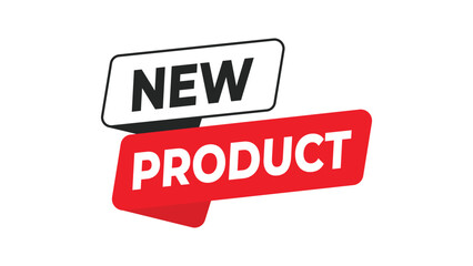 New product banner, modern red and black typography label for marketing, brand launch, or business promotion, perfect for e-commerce and social media announcement design