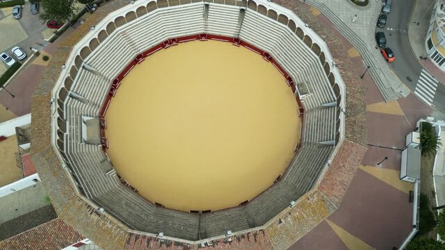 Aerial top view of traditional spanish bullring