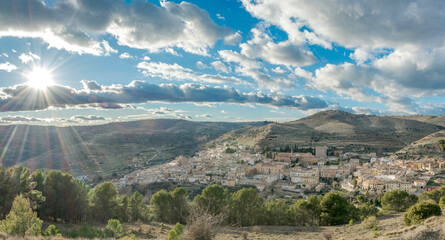 Panor&aacute;mica de Pastrana al atardecer, Guadalajara, Castilla-La Mancha, Espa&ntilde;a