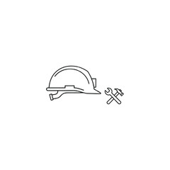 Fototapeta premium Construction Helmet Outline Drawing – Safety Gear and Tools Vector Illustration