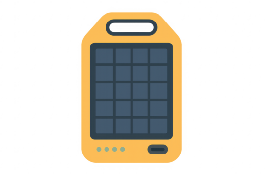 Portable solar power bank charging electronics vector