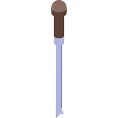 Isometric illustration of a single screwdriver tool with a brown handle and silver shaft against a clean white background suitable for design projects
