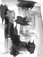Black and white Abstract art painting