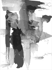 Black and white Abstract art painting.