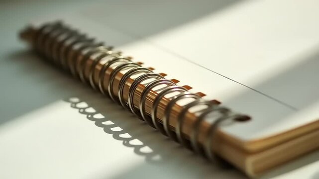 Notebook with spiral binding with open page.