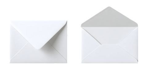 Crisp white envelopes presented side by side, one sealed, the other open, ready for communication and correspondence.