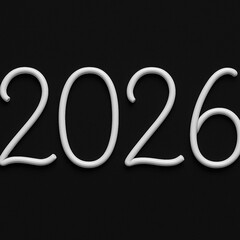 The number 2026 is made up of white electrical wires on a black background, symbolizing modernity, energy, and technology. Ideal for advertising electrical stores or professional lighting. New Year