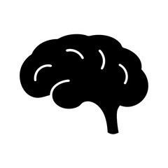 Stylized minimalist black and white human brain representing thought and intelligence
