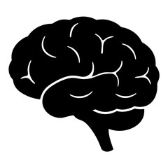 A Stylized Black and White Human Brain Depicting Thought and Intelligence