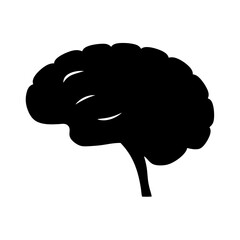 Stylized silhouette of human brain organ with symbolic representation of thought