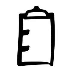 Simple, bold illustration of a clipboard or notepad, with empty space for text