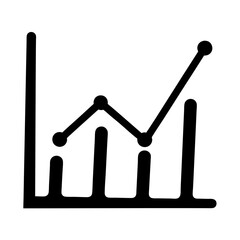 A stylized illustration of an increasing financial bar graph with markers