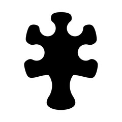 Black puzzle piece on white background, a simple representation of connection