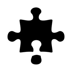 A simple black and white puzzle piece representing problem solving and strategy