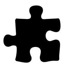 Isolated black jigsaw piece suggests unity, problem solving, and complex integration