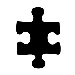 Single black jigsaw piece isolated on white background, ready to connect