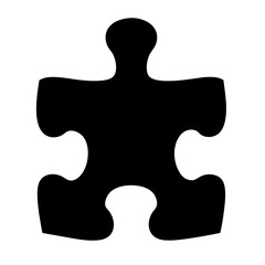 Isolated black puzzle piece illustration against a white background for various purposes