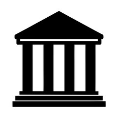 Iconic depiction of classical building with pillars and triangular pediment design