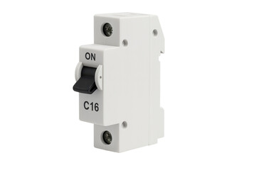 Electrical circuit breaker in on position transparent background