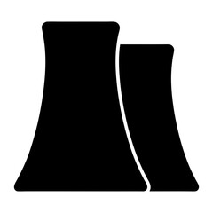 Silhouette of two cooling towers representing nuclear power plant or industrial facility