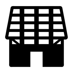 Black and White Icon Depicting a Timber Framed Building with Exposed Beams