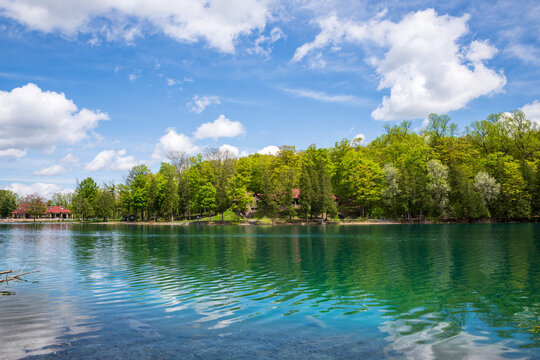 Dead Man's Point is a large thrombolite reef in Green Lake at Green Lakes State Park