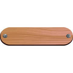Simple Wooden Plaque With Rounded Corners And Two Silver Screws On Transparent Background