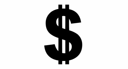 Obraz premium Illustration of a bold black dollar sign with two vertical lines on a white background design element
