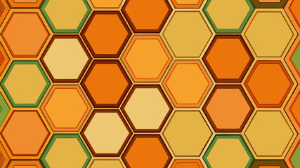 Obraz premium Retro 70s Seamless Hexagon Pattern Loop 4K