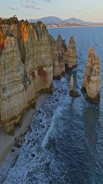 Aerial view of Camilo beach in Lagos, Algarve, Portugal