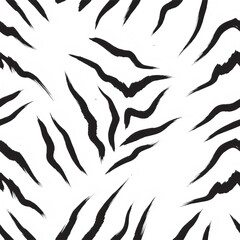 Seamless tiger stripe pattern, black and white abstract background.