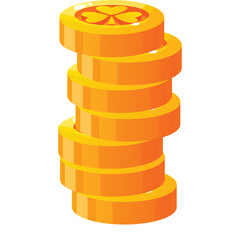 Stack Of Shiny Golden Coins With Shamrock Symbol Detail On Transparent Background Ideal For Financial And Lucky Themes