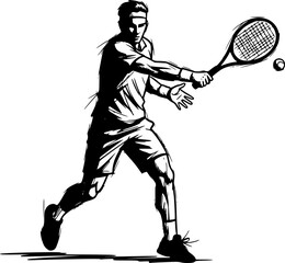 Sketch tennis player, abstract isolated silhouette 
