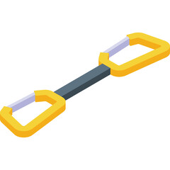 Yellow and Gray Double Carabiner Device with Transparent Background on White