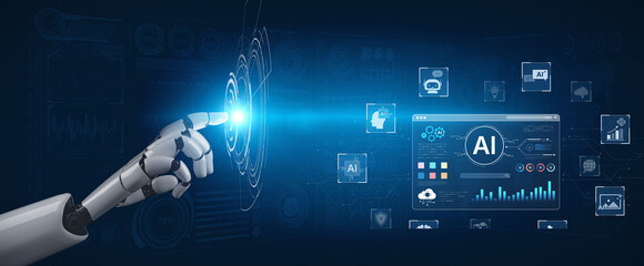 An advanced AI assistant demonstrates its own generative platform. The interface shows how this smart technology can create various forms of digital content and automate tasks. Fermion