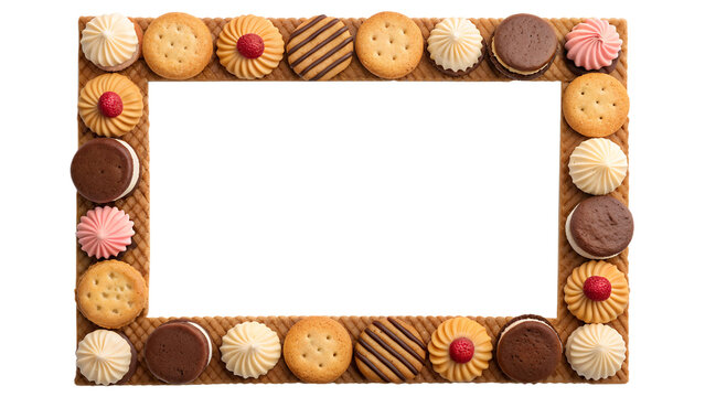 Cookie and Cake Frame PNG &ndash; Sweet Dessert Border, Isolated on Transparent Background