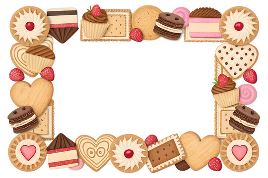 Cookie and Cake Frame PNG &ndash; Sweet Dessert Border, Isolated on Transparent Background
