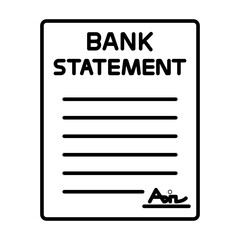 (Editable Stroke) Vector Representation of a Bank Statement in Black and White Depicting Financial Transactions.