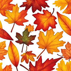 autumn leaves colorful pattern isolated