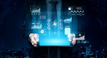A data analytics interface for visualizing business performance metrics. A collection of charts and graphs for strategic reporting and company analysis. Motif