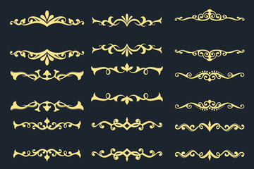Obraz premium Elegant Decorative Gold Dividers Collection on Dark Background