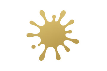Obraz premium Gold paint splattering a liquid blot. Abstract golden ink stain dropping, transparent background
